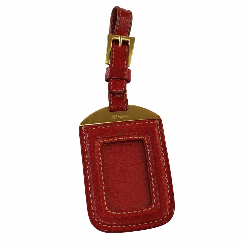 PRADA Red Leather Luggage Tag